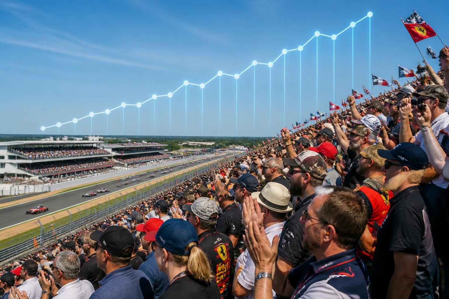 ontdek in deze infographic het aantal toeschouwers van de 24 uur van le mans in de afgelopen jaren en hoe de populariteit van deze iconische race is geëvolueerd.