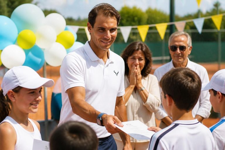 onder het ontroerende oog van zijn ouders leidt rafael nadal de diploma-uitreiking van zijn tennisacademie, een bijzonder moment vol trots en emotie.