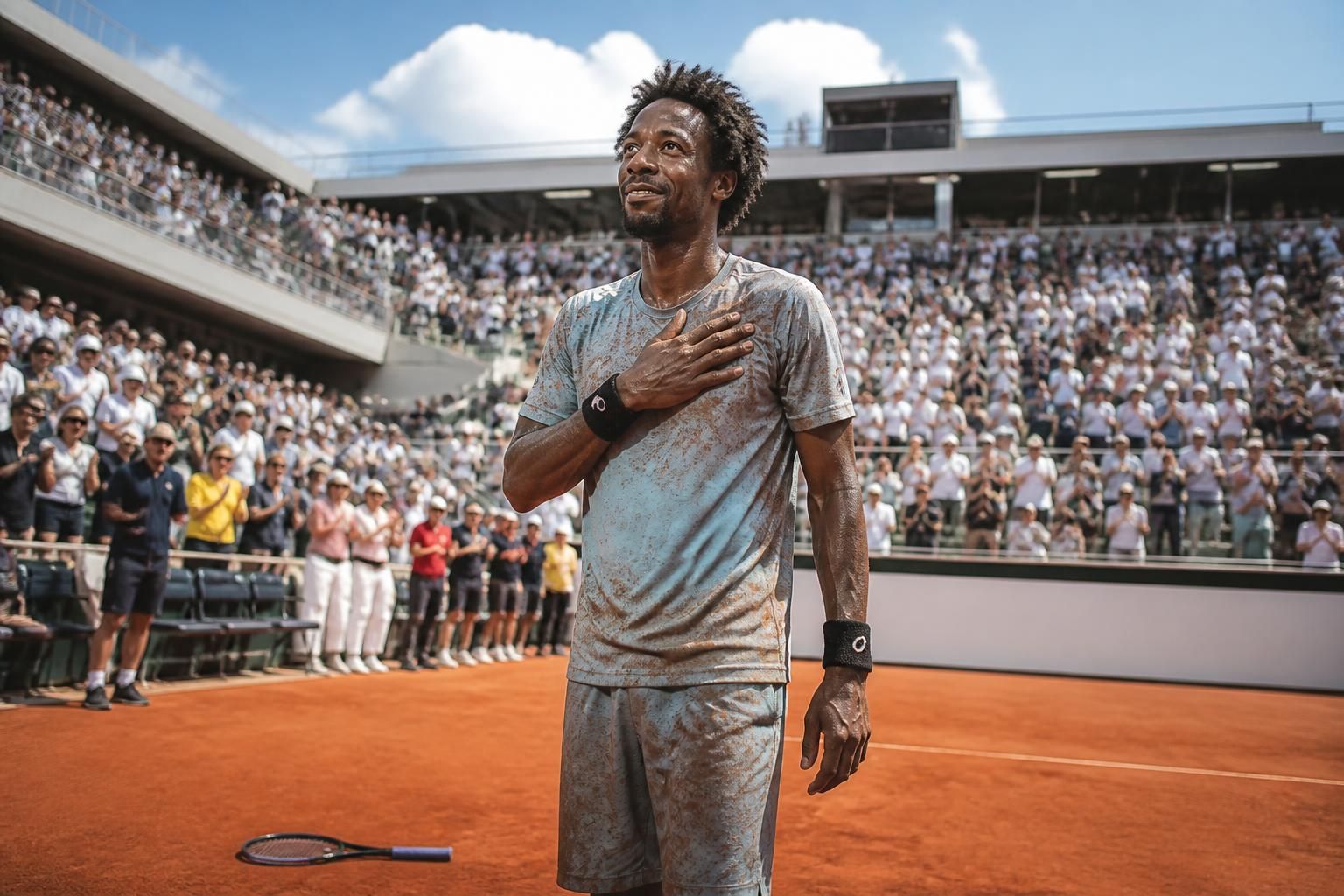 gaël monfils neemt voldaan afscheid van roland-garros na een verrassende vroege nederlaag tegen hugo gaston.